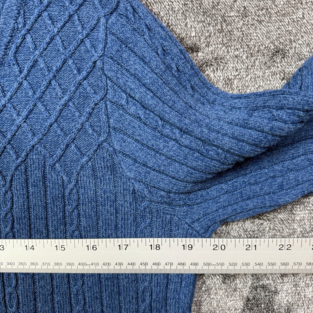 Croft & Barrow Cardigan Sweater Womens M Blue 100% Cotton Cable Knit V-Neck - Picture 6 of 6